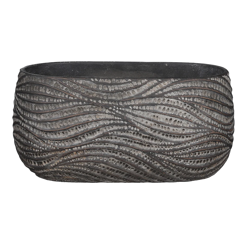 Bloempot Hendrick Ovaal - L24,5 X B14,5 X H11,5 - Bruin 3 Bloempot Hendrick Ovaal - L24,5 X B14,5 X H11,5 - Bruin