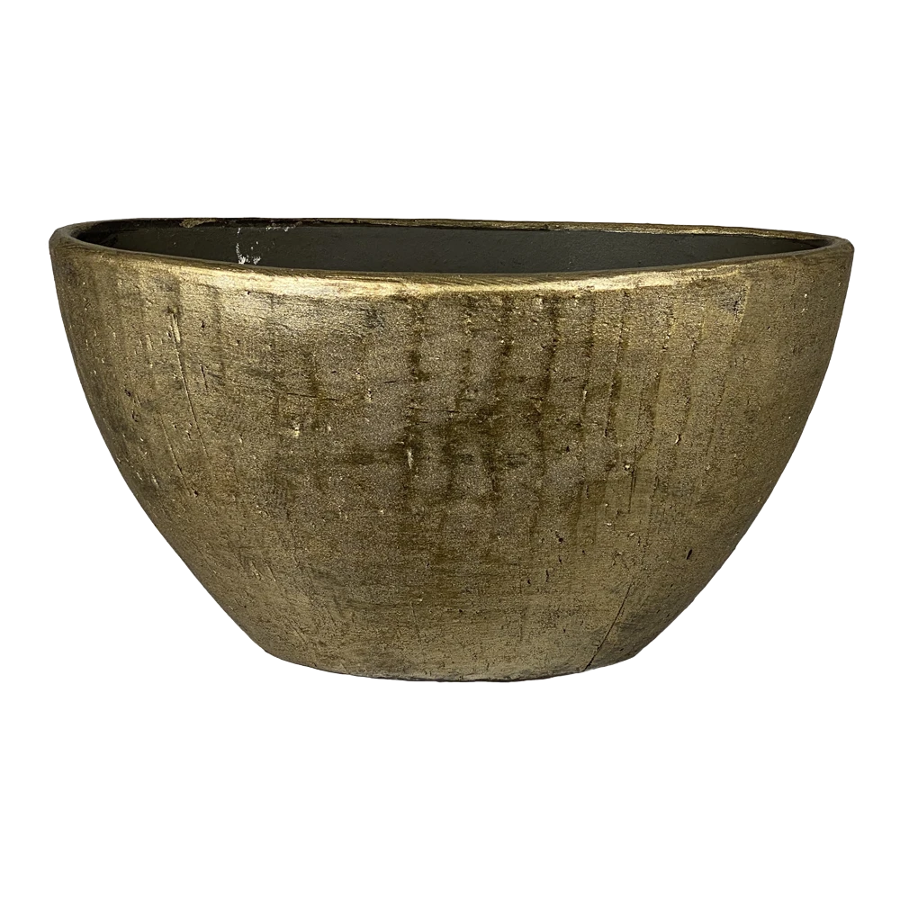Bloempot Kos Ovaal - L30 X B13 X H17cm - Goud 3 Bloempot Kos Ovaal - L30 X B13 X H17cm - Goud