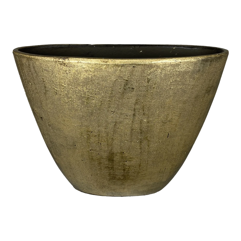 Bloempot Kos Ovaal - L33 X B14 X H27cm - Goud 3 Bloempot Kos Ovaal - L33 X B14 X H27cm - Goud