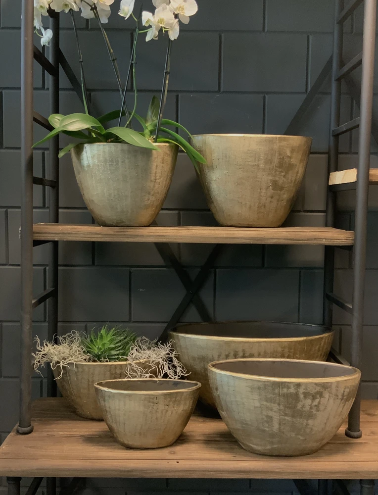 Bloempot Kos Ovaal - L33 X B14 X H27cm - Goud 5 Bloempot Kos Ovaal - L33 X B14 X H27cm - Goud - Afbeelding 3