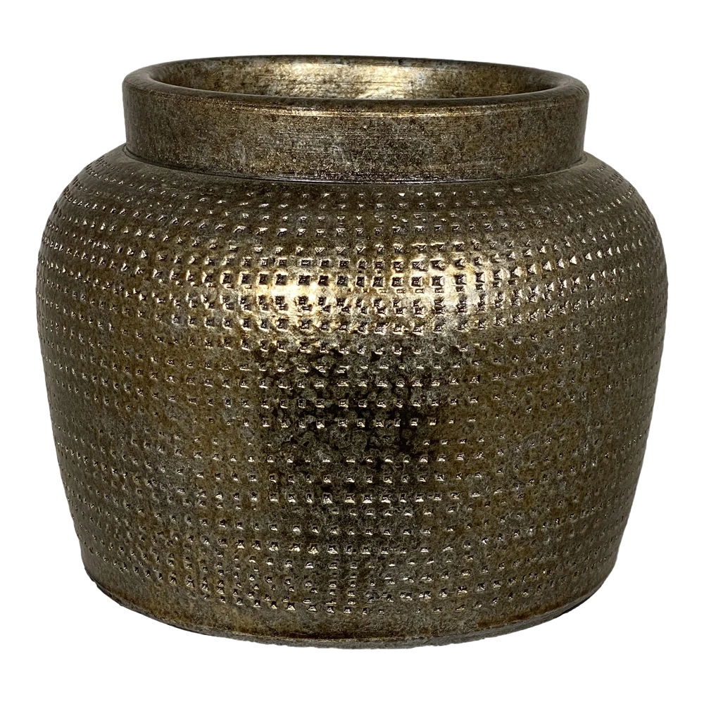 Bloempot Marrakesh - D27 X H25cm - Zilver Goud 3 Bloempot Marrakesh - D27 X H25cm - Zilver Goud