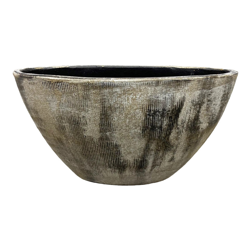 Bloempot Miami Ovaal - L30 X D13 X H17cm - Zwart Cement 3 Bloempot Miami Ovaal - L30 X D13 X H17cm - Zwart Cement