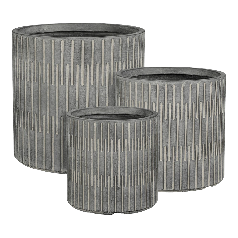 Bloempot Oslo - D26 X H26,5cm - Zwart-grijs 4 Bloempot Oslo - D26 X H26,5cm - Zwart-grijs - Afbeelding 2