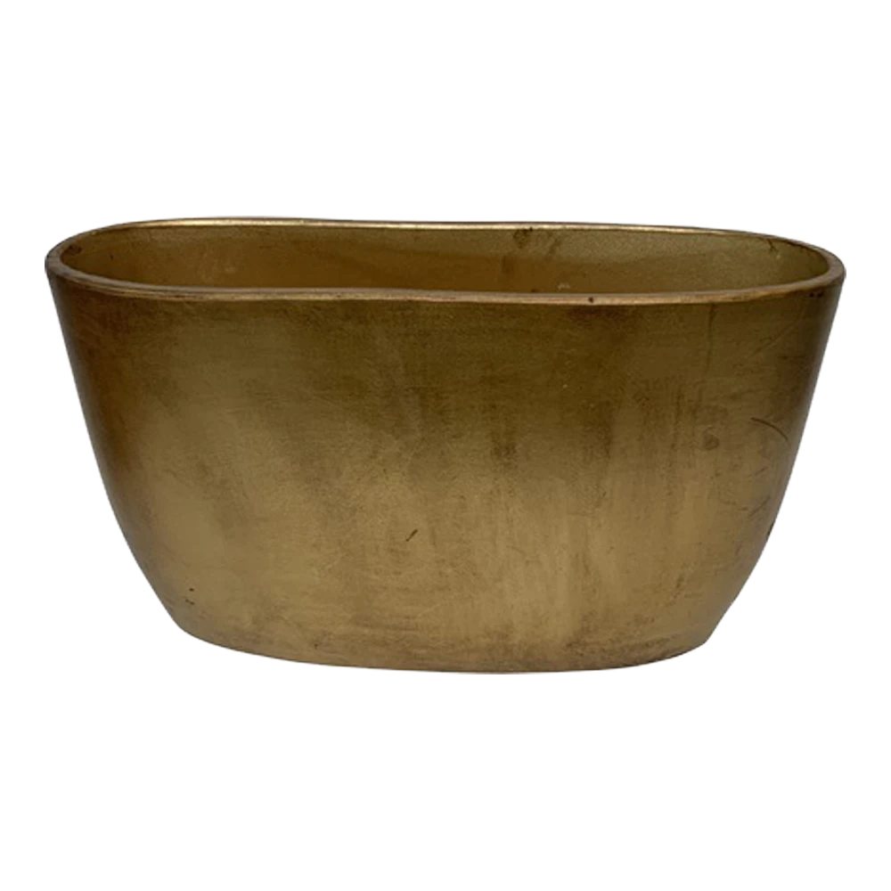 Bloempot Shanon Ovaal - L45 X B18 X H26cm - Mat Goud 3 Bloempot Shanon Ovaal - L45 X B18 X H26cm - Mat Goud