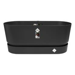 Bloembak Elho Greenville Terrace 80cm - Met Wielen - Living Black