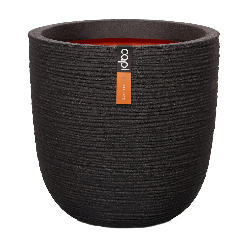 Capi Bloempot Bol Nature Rib NL - D43 X H41cm - Zwart 3 Capi Bloempot Bol Nature Rib NL - D43 X H41cm - Zwart