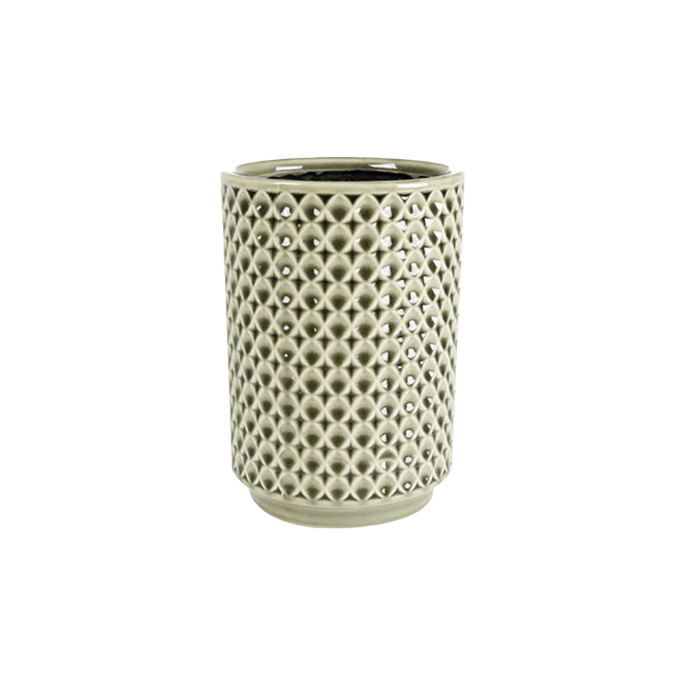 Bloempot Thies Hoog - D14 X H20cm - Olijf Groen 3 Bloempot Thies Hoog - D14 X H20cm - Olijf Groen