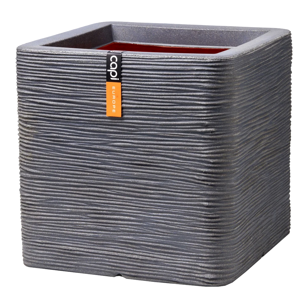 Capi Plantenbak Vierkant Nature Rib NL - L40 X B40 X H40cm - Donkergrijs 3 Capi Plantenbak Vierkant Nature Rib NL - L40 X B40 X H40cm - Donkergrijs