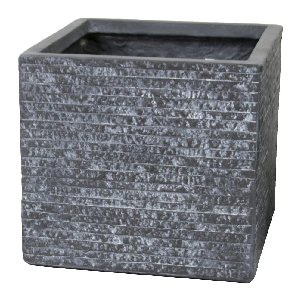 Plantenbak Utah Cubi - L27.5 X B27.5 X H28cm - Donkergrijs 3 Plantenbak Utah Cubi - L27.5 X B27.5 X H28cm - Donkergrijs