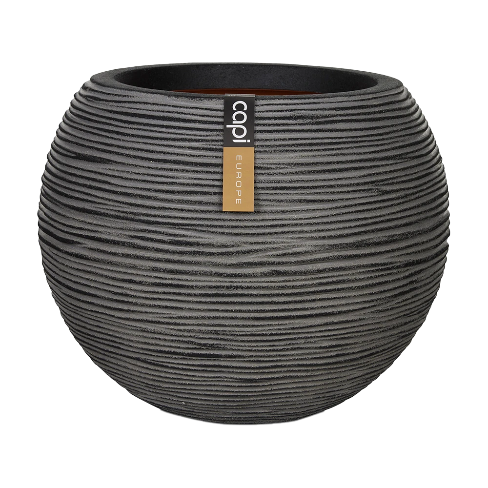 Capi Bloempot Hoog Nature Rib NL - D40 X H32cm - Antraciet 3 Capi Bloempot Hoog Nature Rib NL - D40 X H32cm - Antraciet