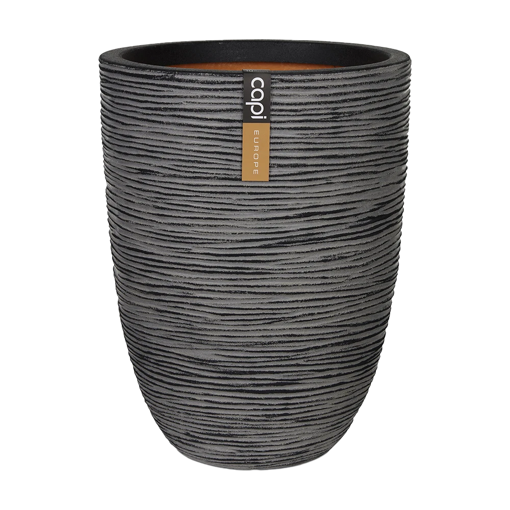 Capi Bloempot Nature Elegant Rib NL - D34 X H46cm - Antraciet 3 Capi Bloempot Nature Elegant Rib NL - D34 X H46cm - Antraciet